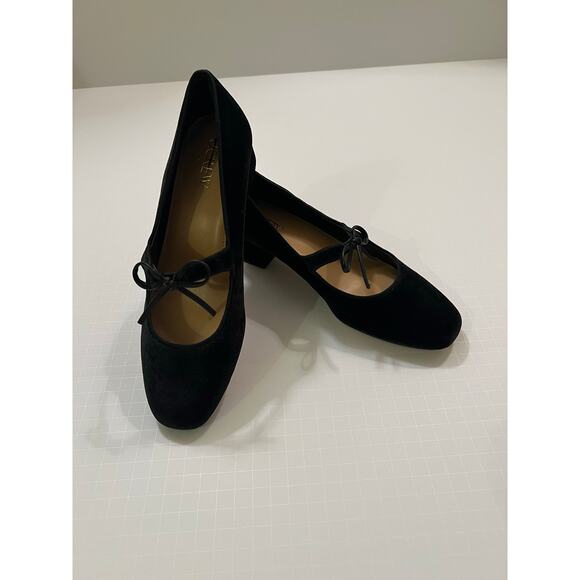J. Crew Velvet Bow Tie–Heeled Mary Janes - Picture 2 of 8